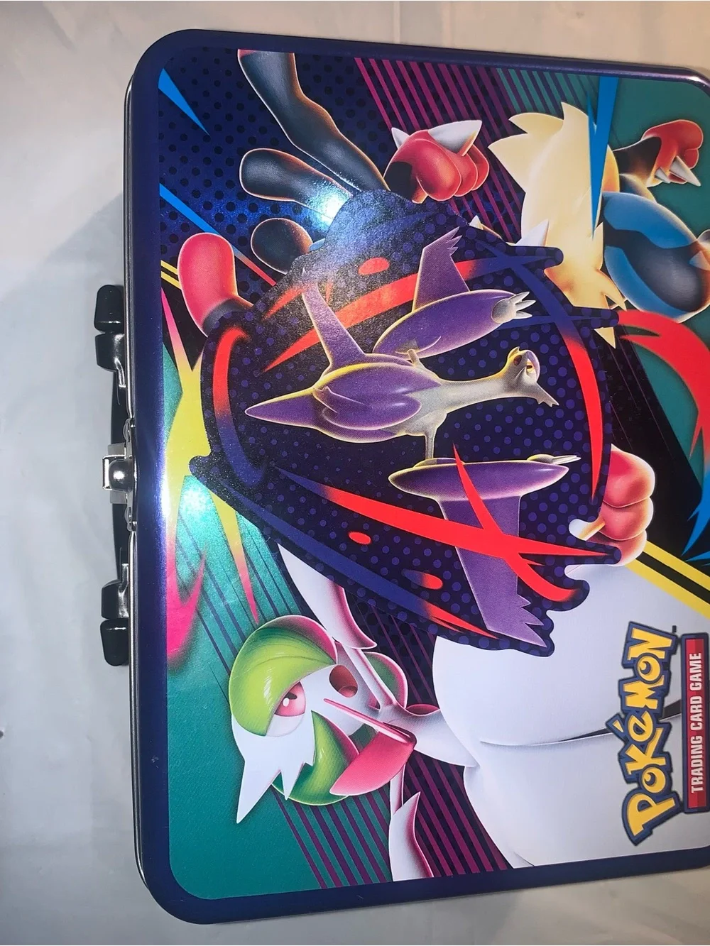 Pokemon Tin Lunchbox - Blue, Purple, Red, Yellow, Green
